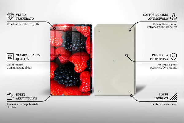 Krájecí prkénko skleněné Maliny a ostružiny