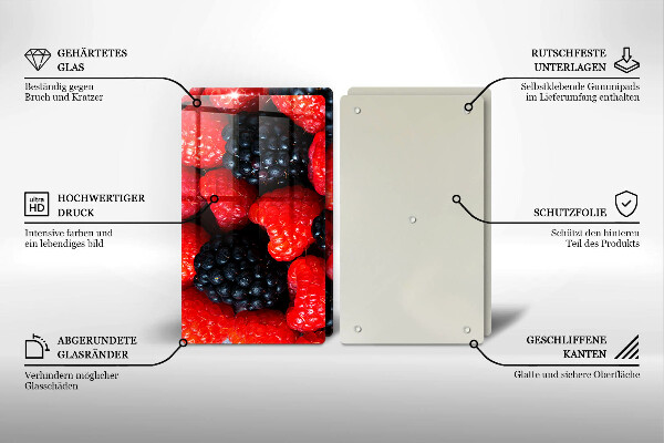 Krájecí prkénko skleněné Maliny a ostružiny