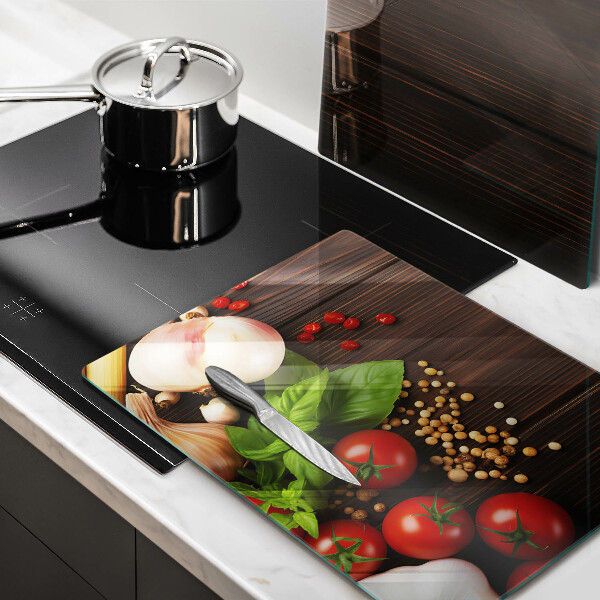 Krájecí prkénko skleněné Zelenina na stole