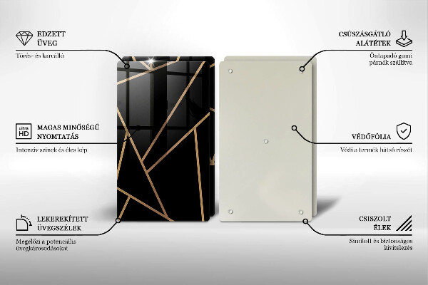 Krájecí prkénko skleněné Černá abstrakce