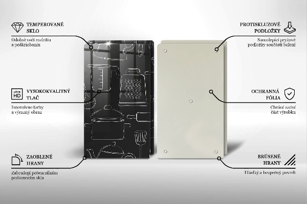 Krájecí prkénko skleněné Kreslené kuchyňské doplňky