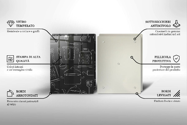 Krájecí prkénko skleněné Kreslené kuchyňské doplňky