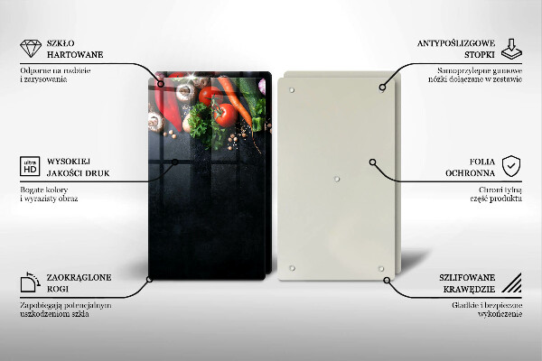 Krájecí prkénko skleněné Barevná zelenina