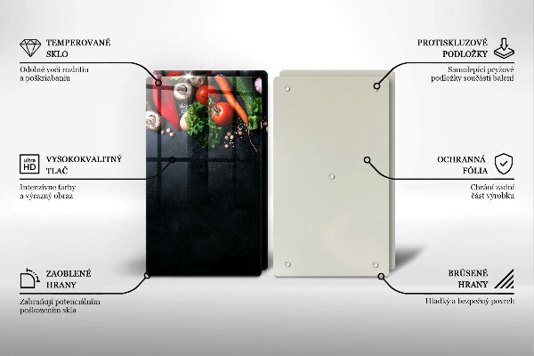 Krájecí prkénko skleněné Barevná zelenina