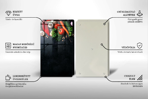 Krájecí prkénko skleněné Barevná zelenina