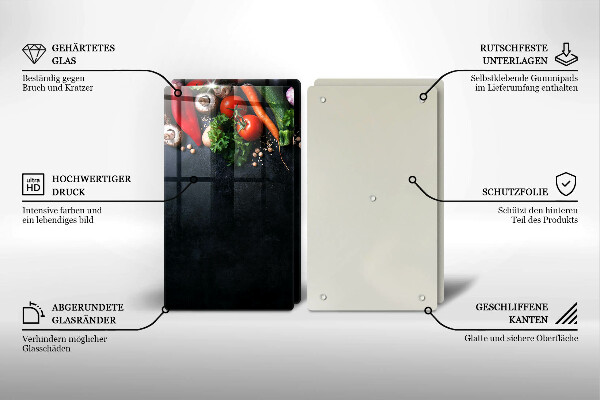 Krájecí prkénko skleněné Barevná zelenina