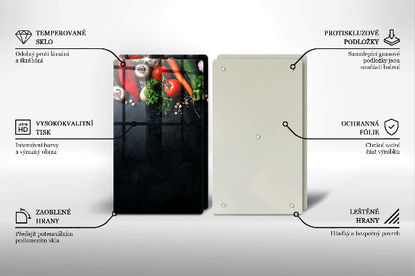 Krájecí prkénko skleněné Barevná zelenina