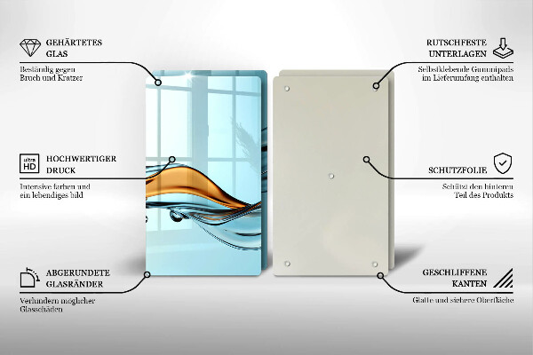 Krájecí prkénko skleněné Voda na modrém pozadí