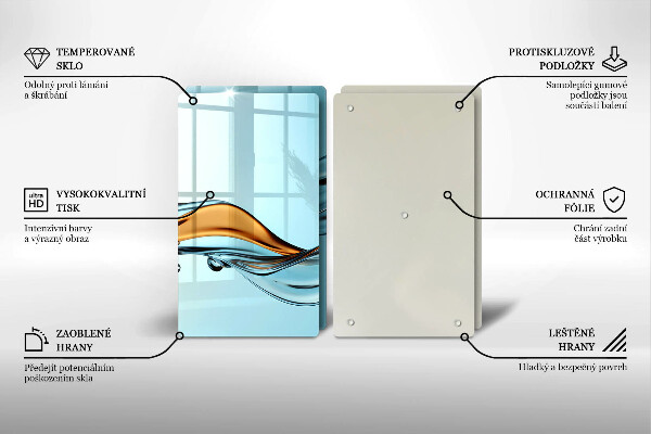 Krájecí prkénko skleněné Voda na modrém pozadí