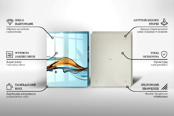 Krájecí prkénko skleněné Voda na modrém pozadí