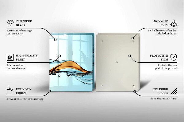 Krájecí prkénko skleněné Voda na modrém pozadí