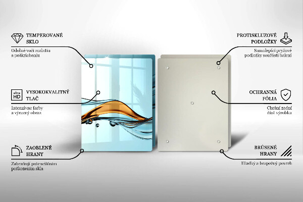 Krájecí prkénko skleněné Voda na modrém pozadí