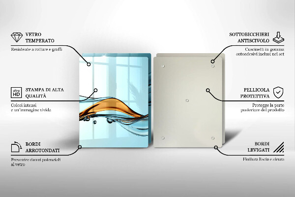 Krájecí prkénko skleněné Voda na modrém pozadí