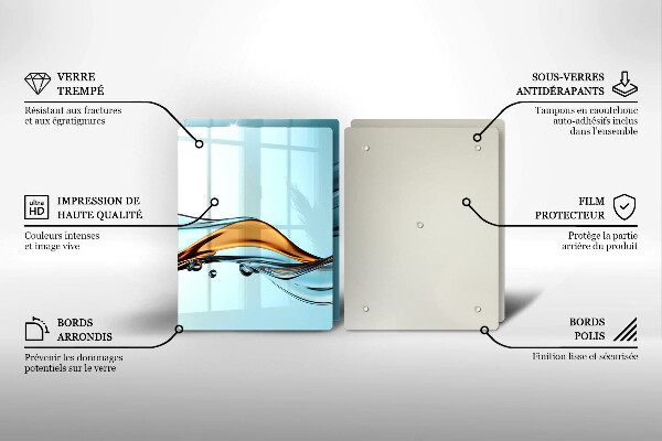 Krájecí prkénko skleněné Voda na modrém pozadí