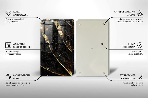 Krájecí prkénko skleněné Zlatý list