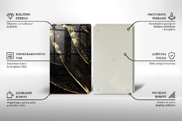 Krájecí prkénko skleněné Zlatý list