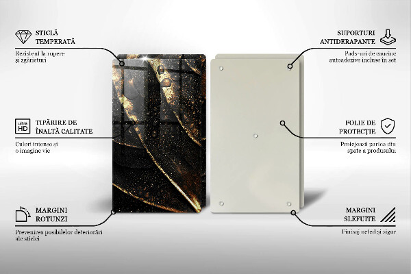 Krájecí prkénko skleněné Zlatý list