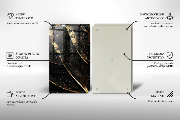 Krájecí prkénko skleněné Zlatý list