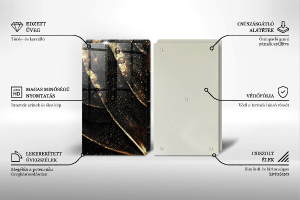 Krájecí prkénko skleněné Zlatý list