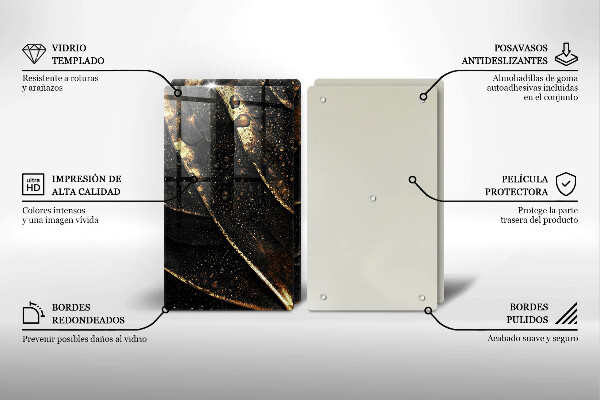 Krájecí prkénko skleněné Zlatý list