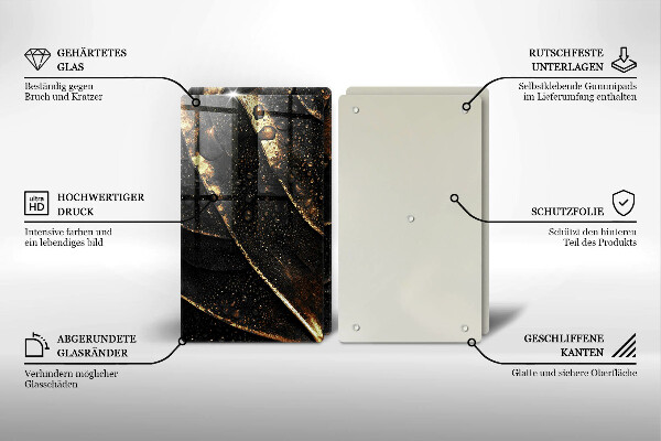 Krájecí prkénko skleněné Zlatý list