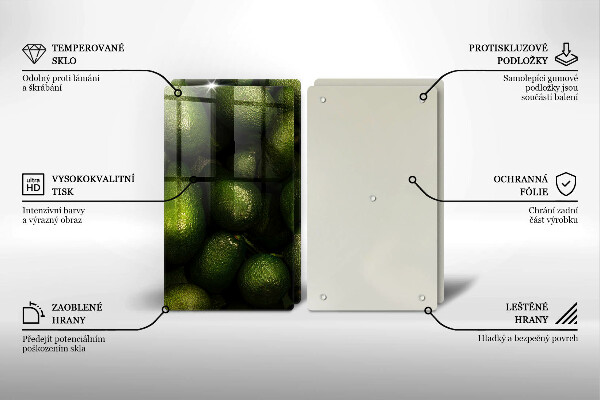 Skleněné krájecí prkénko Ovoce avokádo