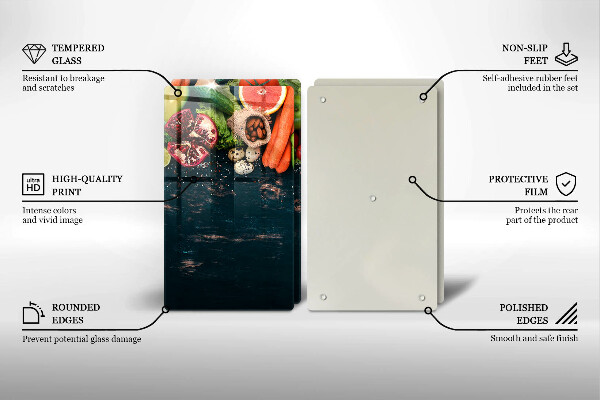 Skleněné krájecí prkénko Ovoce a zelenina