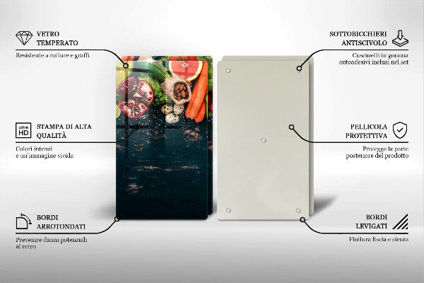 Skleněné krájecí prkénko Ovoce a zelenina