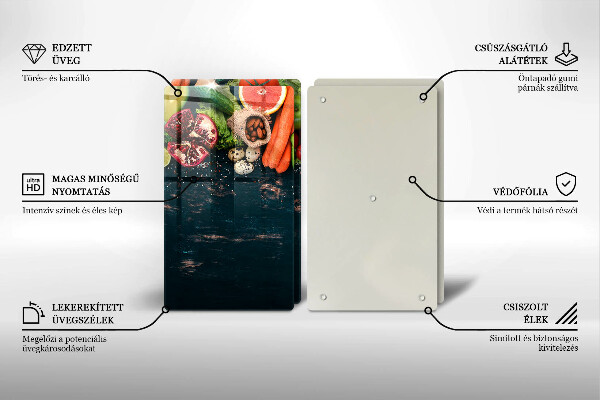 Skleněné krájecí prkénko Ovoce a zelenina