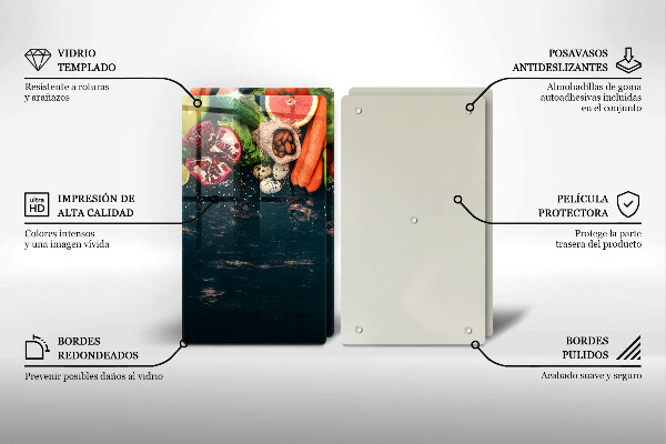 Skleněné krájecí prkénko Ovoce a zelenina