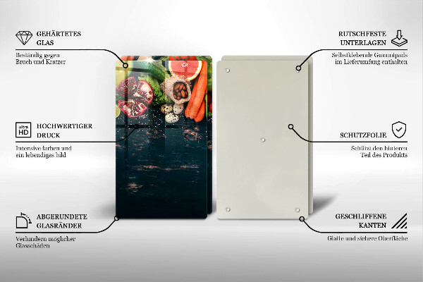 Skleněné krájecí prkénko Ovoce a zelenina