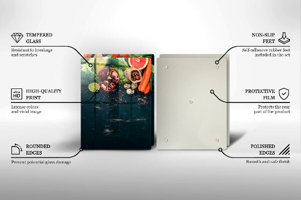 Skleněné krájecí prkénko Ovoce a zelenina