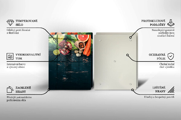 Skleněné krájecí prkénko Ovoce a zelenina