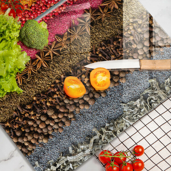 Skleněné krájecí prkénko Barevné koření