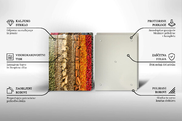 Skleněné krájecí prkénko Barevné koření