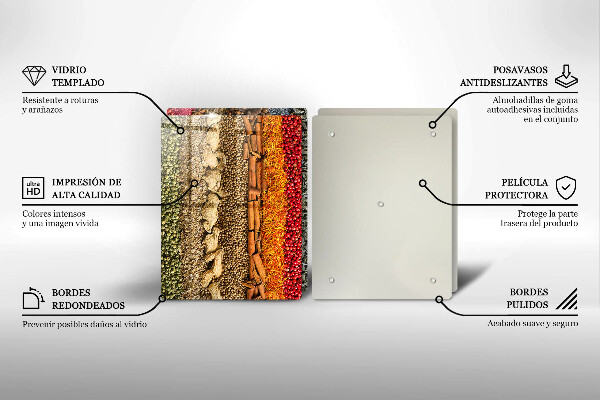 Skleněné krájecí prkénko Barevné koření