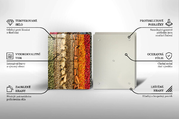 Skleněné krájecí prkénko Barevné koření