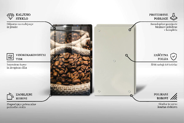 Skleněné krájecí prkénko Sáčky z kávových zrn