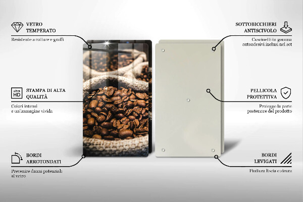 Skleněné krájecí prkénko Sáčky z kávových zrn