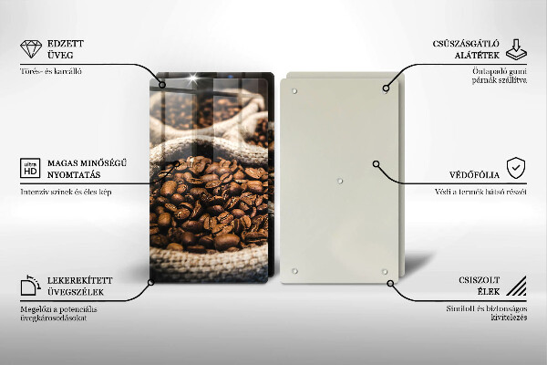 Skleněné krájecí prkénko Sáčky z kávových zrn