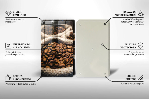 Skleněné krájecí prkénko Sáčky z kávových zrn