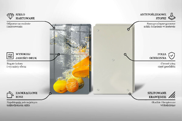 Skleněné krájecí prkénko Citrony ve vodě