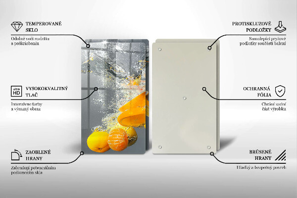 Skleněné krájecí prkénko Citrony ve vodě