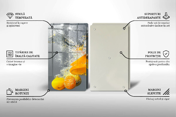 Skleněné krájecí prkénko Citrony ve vodě