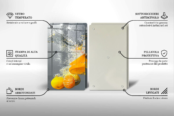 Skleněné krájecí prkénko Citrony ve vodě