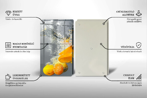 Skleněné krájecí prkénko Citrony ve vodě