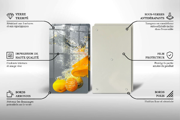 Skleněné krájecí prkénko Citrony ve vodě