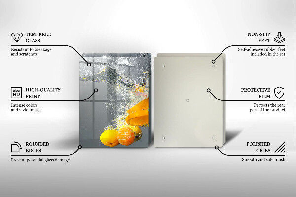 Skleněné krájecí prkénko Citrony ve vodě