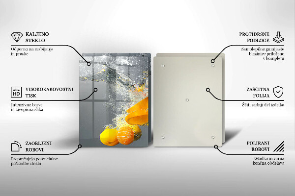 Skleněné krájecí prkénko Citrony ve vodě