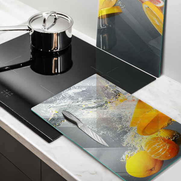 Skleněné krájecí prkénko Citrony ve vodě